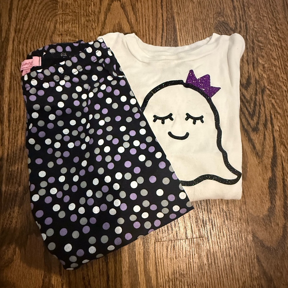Ghost Print Outfit with polka dot- Purple/Black